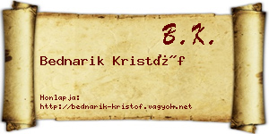 Bednarik Kristóf névjegykártya